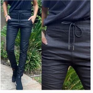 Bevy Flog Shely Black Grid Check Drawstring Pants Sz 24